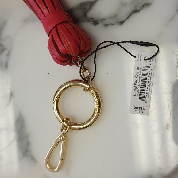 Vera Bradley Loop Keychain Sunset Canyon Tassel Bag Charm Genuine Leather NWT - Picture 9 of 17